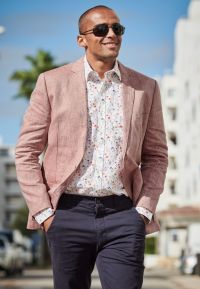 Tailored Fit Leeds Dusky Rose Linen Jacket