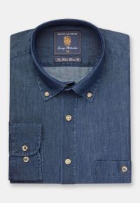 Regular Fit Navy Chambray Cotton Shirt