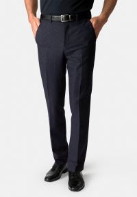 Regular Fit Argentina Navy Wool Blend Puppytooth Trouser