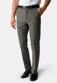 Regular Fit Argentina Charcoal Wool Blend Puppytooth Trouser