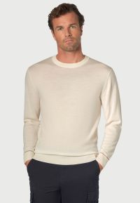 Arnold Ecru Merino Wool Crew Neck Jumper