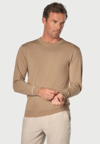 Arnold Camel Merino Wool Crew Neck Jumper