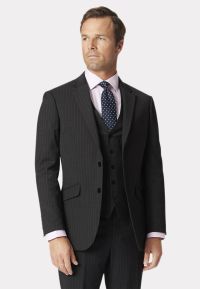 Tailored Fit Avalino Charcoal Pinstripe Suit - Waistcoat Optional