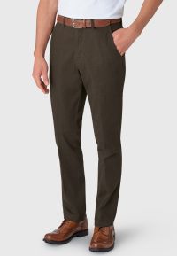 Regular Fit Burroughs Mushroom Cotton Stretch Check Trouser