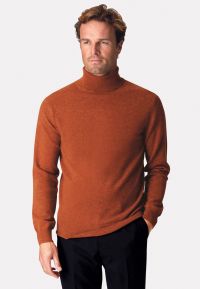 Burnt Orange Cashmere Roll Neck Jumper