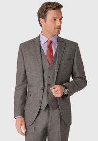 Tailored Fit Clifford Grey Donegal Wool Suit - Waistcoat Optional