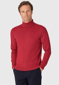 Cornwall Claret Cotton Merino Roll Neck Jumper