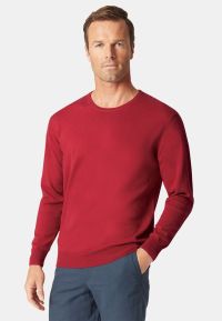 Devon Claret Cotton Merino Crew Neck Jumper