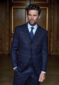 Tailored Fit Frost Dark Blue Check Wool Suit