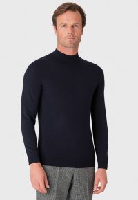 Hugo Navy Merino Wool Turtle Neck Jumper