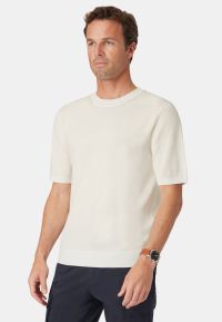 Lewis Ivory Merino Wool Half Sleeve Jumper