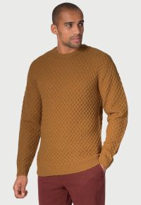 Lune Ochre Lambswool Lattice Stitch Crew Neck Jumper