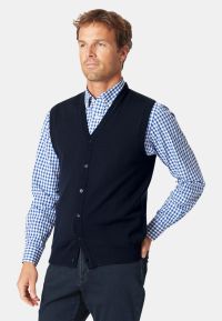 Salcombe Navy Merino Wool Waistcoat