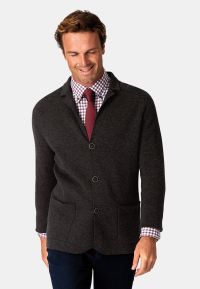 Shanklin Charcoal Wool Blend Button Through Cardigan