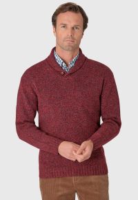 Shaw Cranberry Shawl Collar Jumper