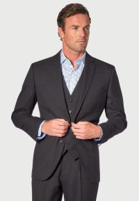 Tailored Fit Wells Wool Blend Charcoal Suit - Waistcoat Optional