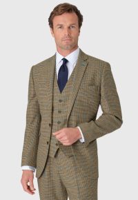 Tailored Fit Woolf Check Wool Suit - Waistcoat Optional