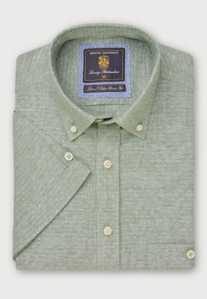 Regular Fit Seagrass Dobby  Short Sleeve Cotton Linen Shirt