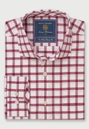 Regular Fit Wine Check Cotton Oxford Shirt