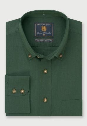 Regular Fit Khaki 'Cashmere Touch' Cotton Shirt