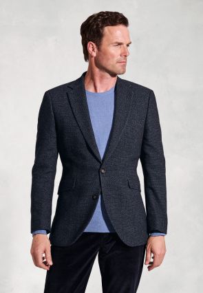 Tailored Fit Carberry Navy Puppytooth Wool Blend Jacket