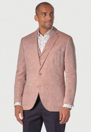 Tailored Fit Leeds Dusky Rose Linen Jacket - Matching Waistcoat Optional
