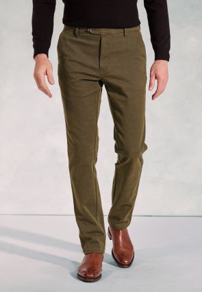 Regular and Tailored Fit Seychelles  Olive Cotton Blend Twill Trouser